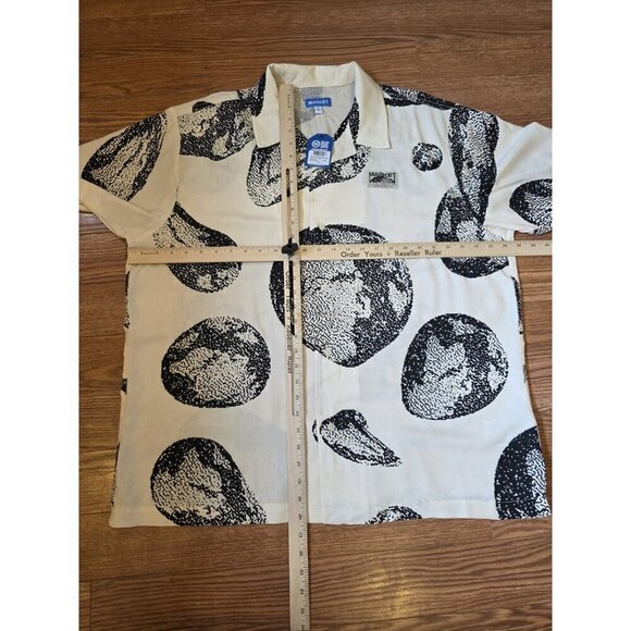 Market Earth Bitmap Short Sleeve Shirt Mens Sz 2XL Cream Button Up Worldwear NWT - Picture 5 of 9